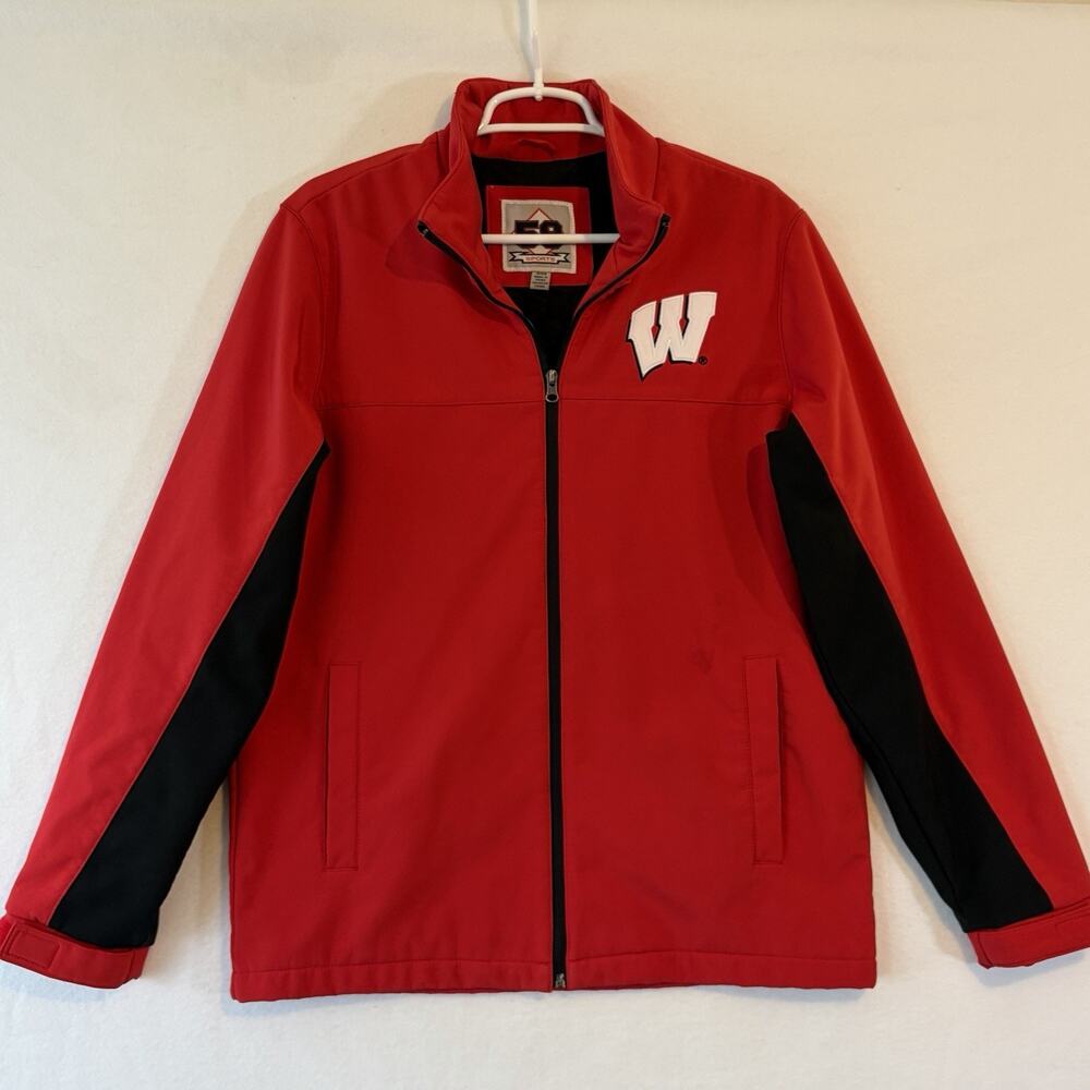 Wisconsin Badgers College Football Red Jacket 58 Sports Zip Up Mens Adult Small